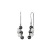 Boucles d'oreilles Pendantes Argent Rhodié 925/1000 avec Perles de Culture Blanche et Hématites