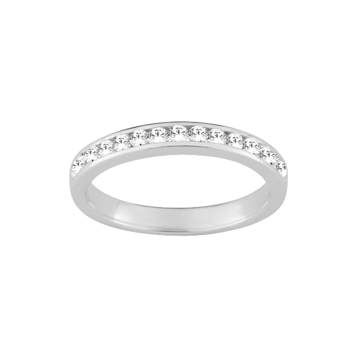 Alliance Argent Rhodié 925/1000 Demi Tour 15 Oxydes Serti Rail