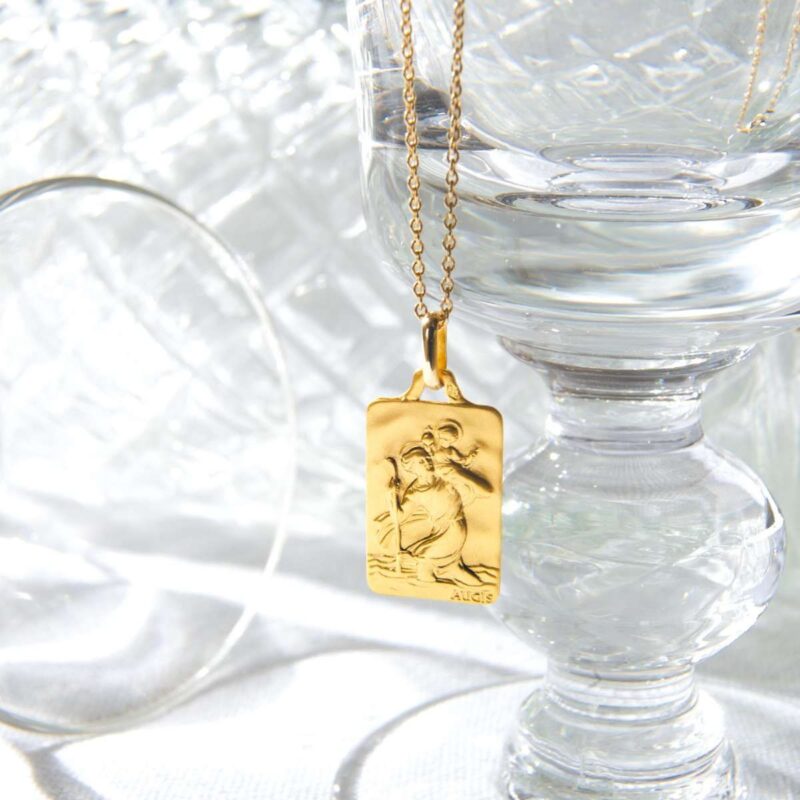 Médaille Augis Or Jaune 750/1000 Saint Christophe - Patron des voyageurs Rectangle 18mm – Image 2