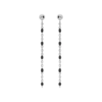 Boucles d'oreilles Boho Argent Rhodié 925/1000 et Résine Noire