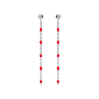 Boucles d'oreilles Boho Argent Rhodié 925/1000 et Résine Rouge