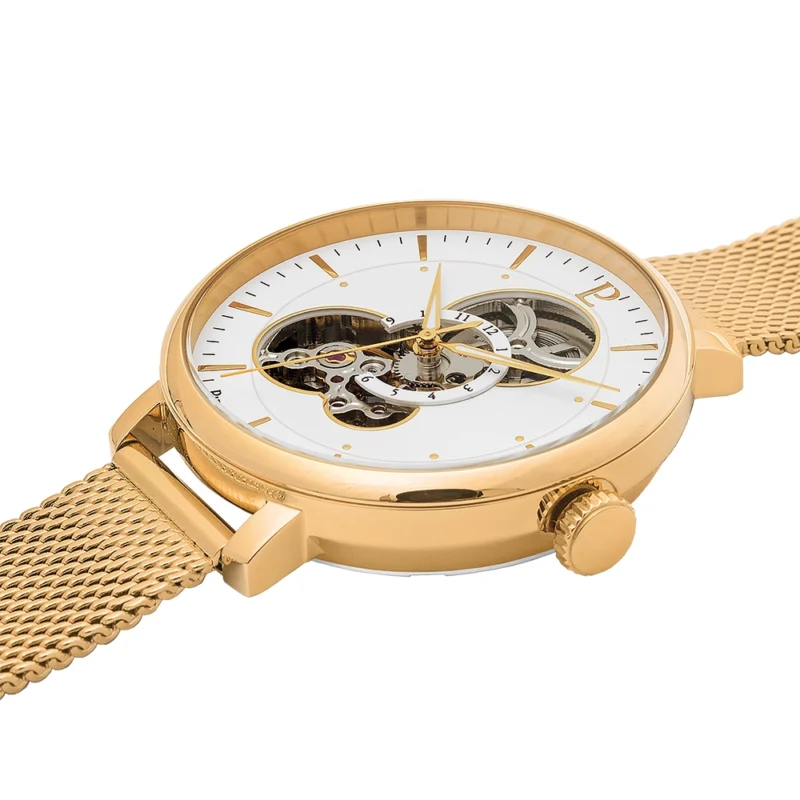 Montre Femme Pierre Lannier Automatique Mélodie Cadran Blanc Bracelet Acier Milanais Doré 349A502 – Image 2