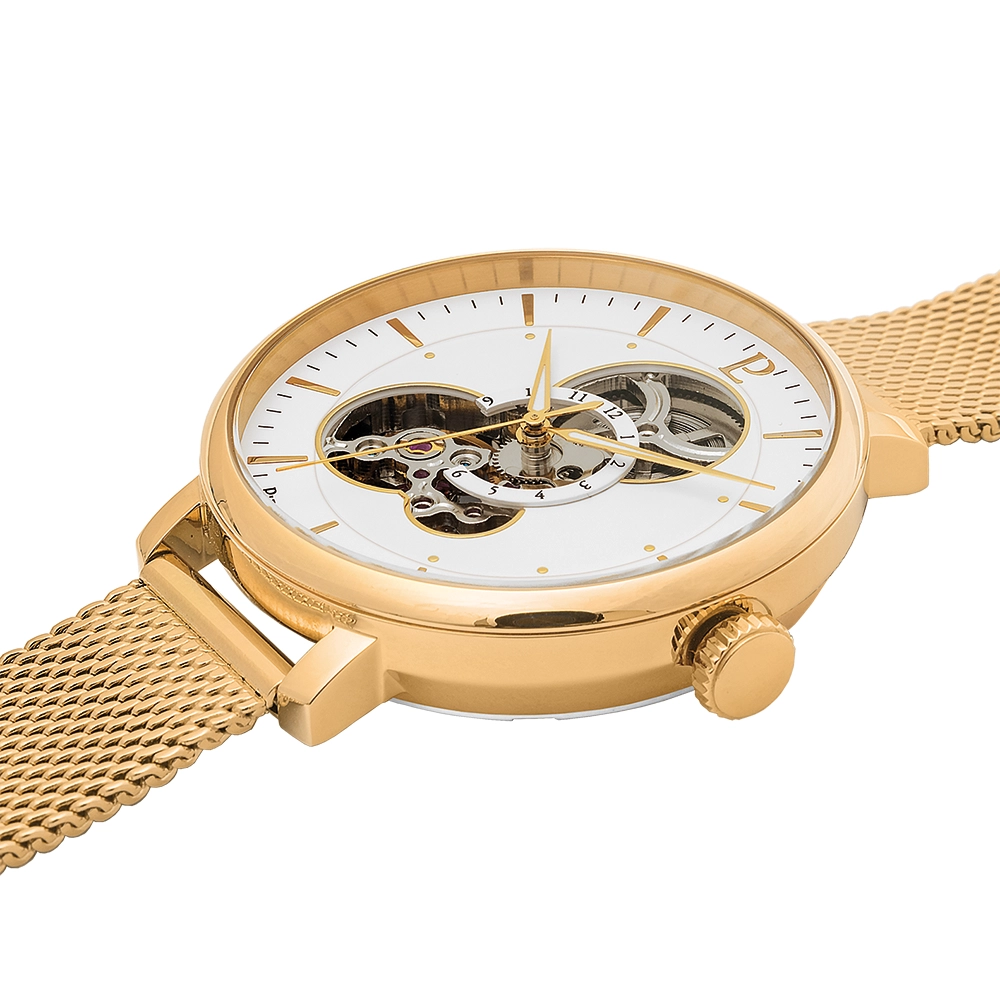 Montre Femme Pierre Lannier Automatique Mélodie Cadran Blanc Bracelet Acier Milanais Doré 349A502 – Image 2