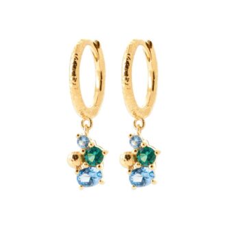 Créoles Plaqué Or avec Oxydes 3 Couleurs Diamètre 12mm