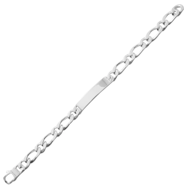 Bracelet Identité Homme Argent Rhodié 925/1000 Maille Cheval Alternée 8mm – Image 2