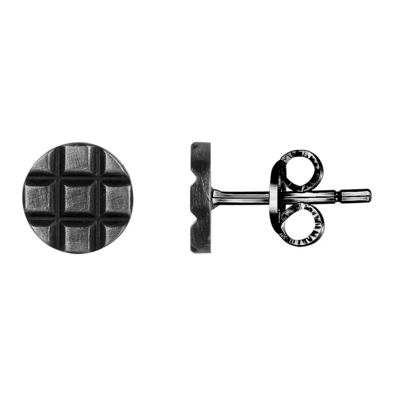Boucles d'oreilles Homme Acier Rondes Noir Vintage