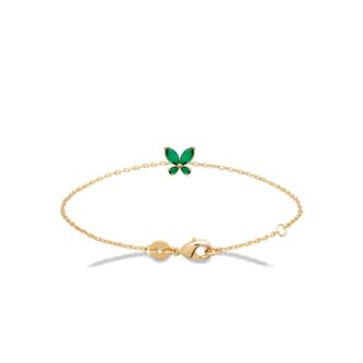 Bracelet Plaqué Or Motif Papillon et Oxydes Verts