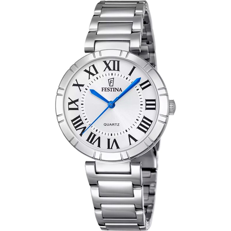 Montre Festina Femme Bracelet Acier Collection Mademoiselle Fond Argent Chiffres Romains F16936/3
