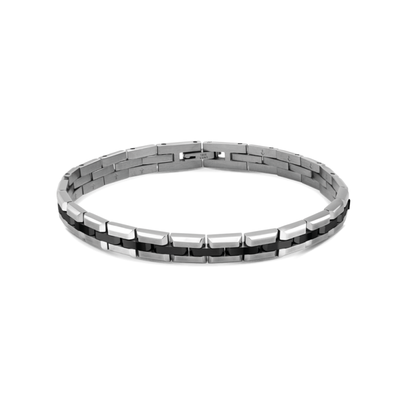 Bracelet Homme Rochet Factory 7mm Acier Bicolore Noir HB0282 – Image 2