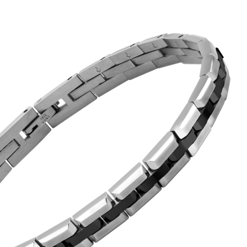 Bracelet Homme Rochet Factory 7mm Acier Bicolore Noir HB0282 – Image 3