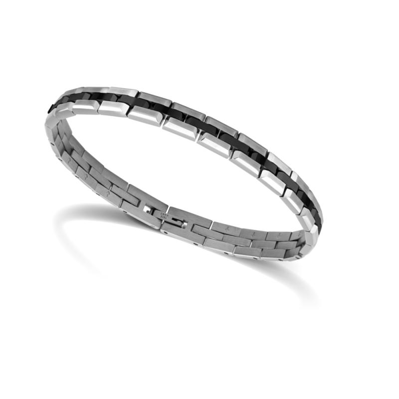 Bracelet Homme Rochet Factory 7mm Acier Bicolore Noir HB0282