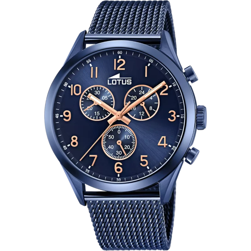 Montre Lotus Homme Chronographe Acier Bleu Fond Bleu Bracelet Acier Milanais 18638/1