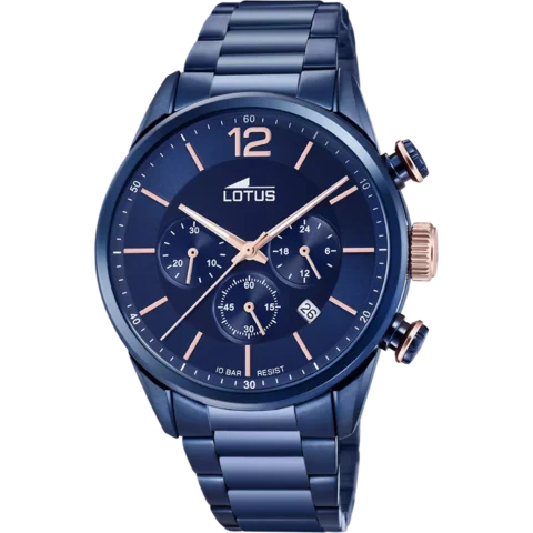 Montre Lotus Homme Chronographe Acier Bleu Fond Bleu Bracelet Acier 18680/2