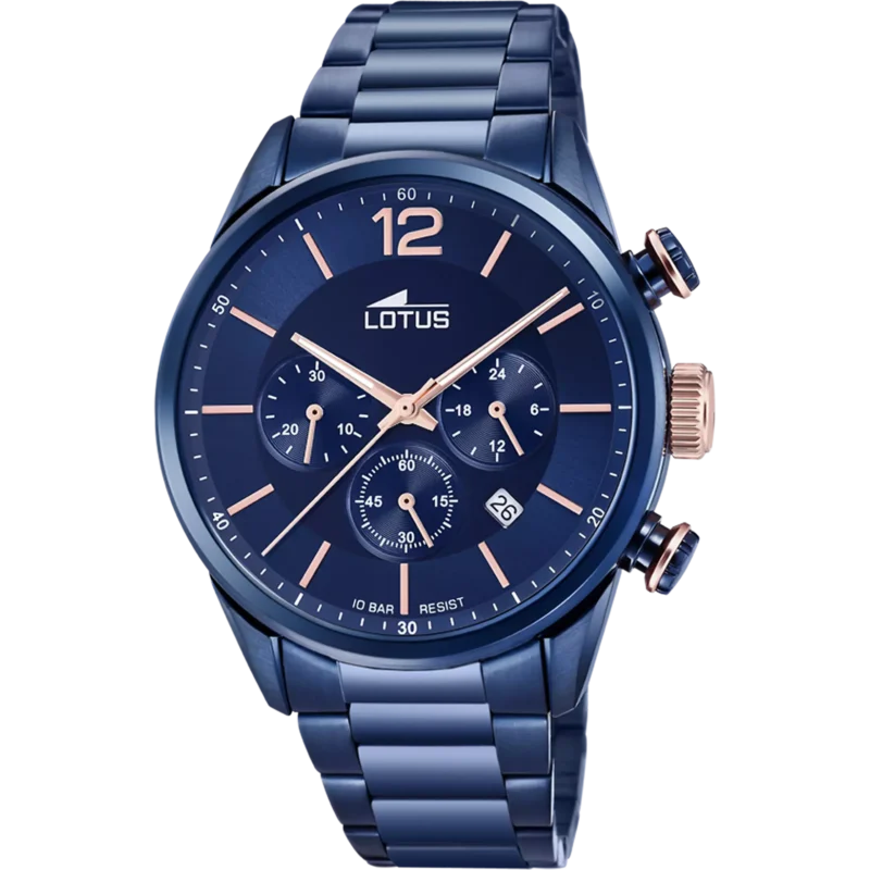 Montre Lotus Homme Chronographe Acier Bleu Fond Bleu Bracelet Acier 18680/2
