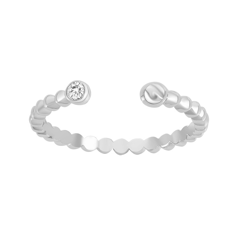 Bague Argent Rhodié 925/1000 avec Diamant 0,015ct Serti Clos