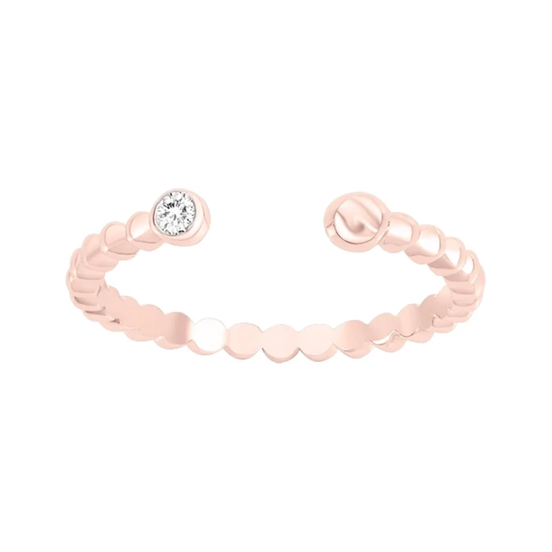 Bague Plaqué Or Rose avec Diamant 0,015ct Serti Clos