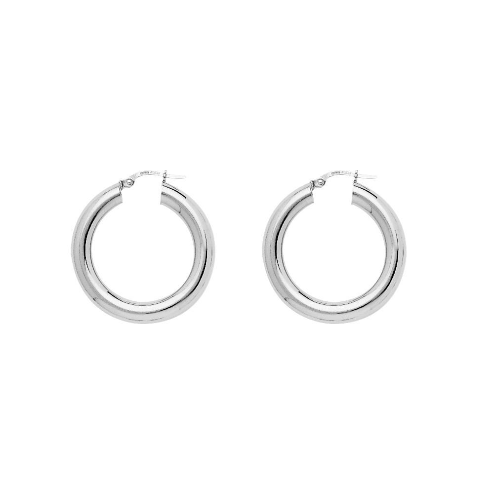 Créoles Argent 925/1000 Rhodié Fil 5mm Diamètre Intérieur 20mm