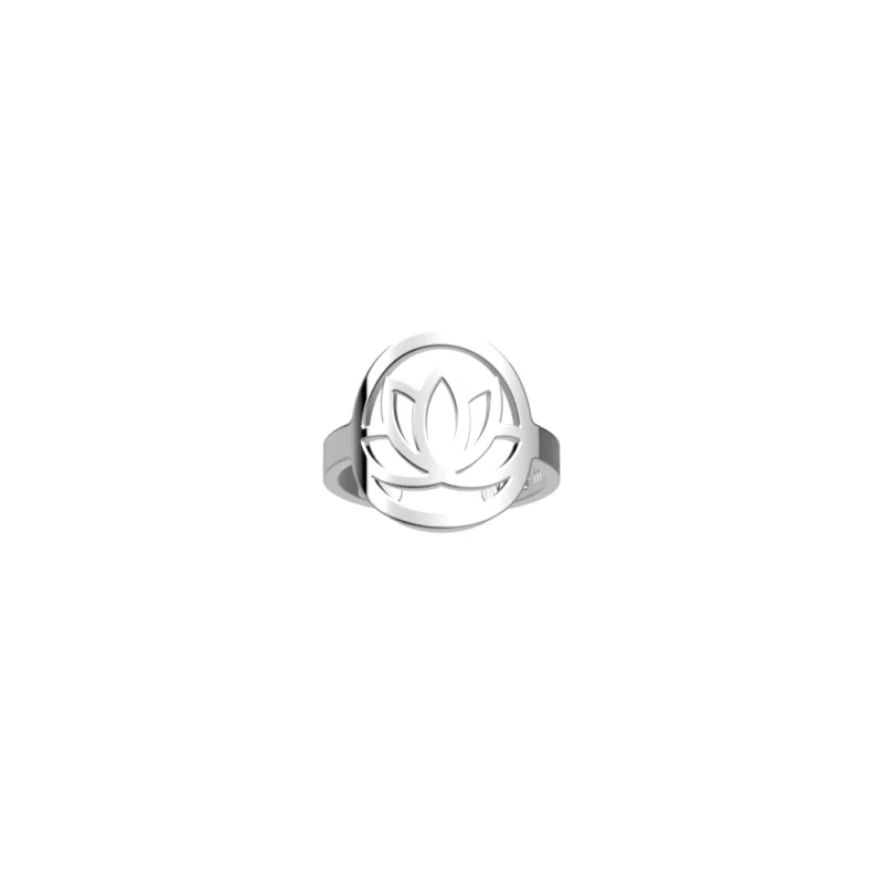 Bague Ronde Les Georgettes Lotus Finition Argentée 16mm