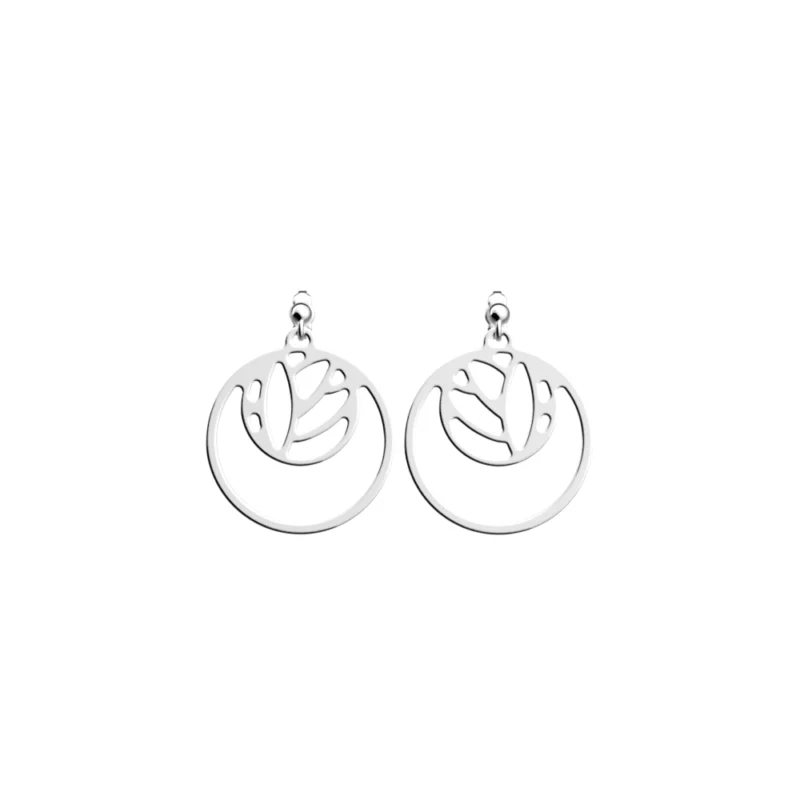 Boucles d'oreilles Les Georgettes Les Essentielles Lotus Double Rond Pendantes Finition Argentée 16mm