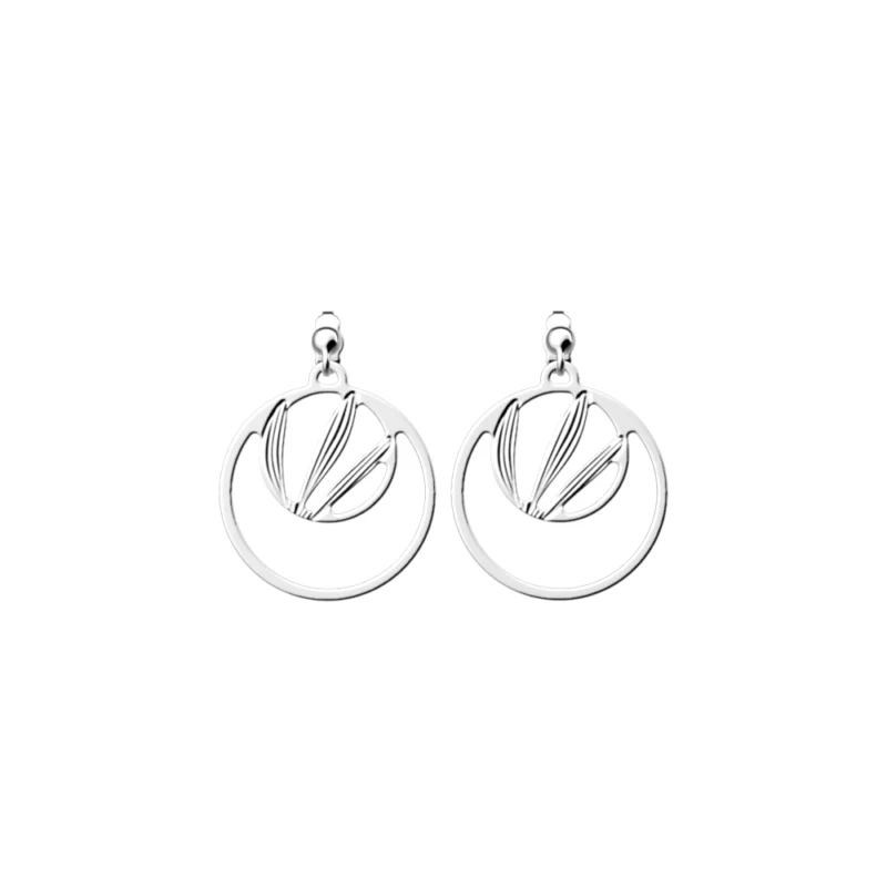 Boucles d'oreilles Les Georgettes Les Essentielles Croisette Double Rond Pendantes Finition Argentée 16mm