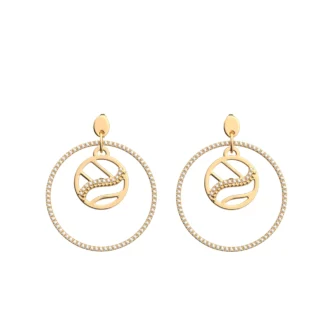 Boucles d'oreilles Les Georgettes Désert Double Rond Pendantes Finition Dorée 16mm