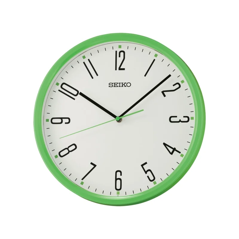 Horloge Murale Ronde Seiko Vert QHA011M