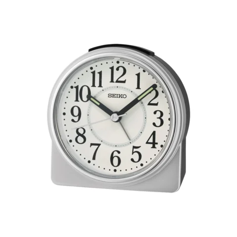 Réveil Seiko Argent Métallisé Cadran Blanc QHE198S