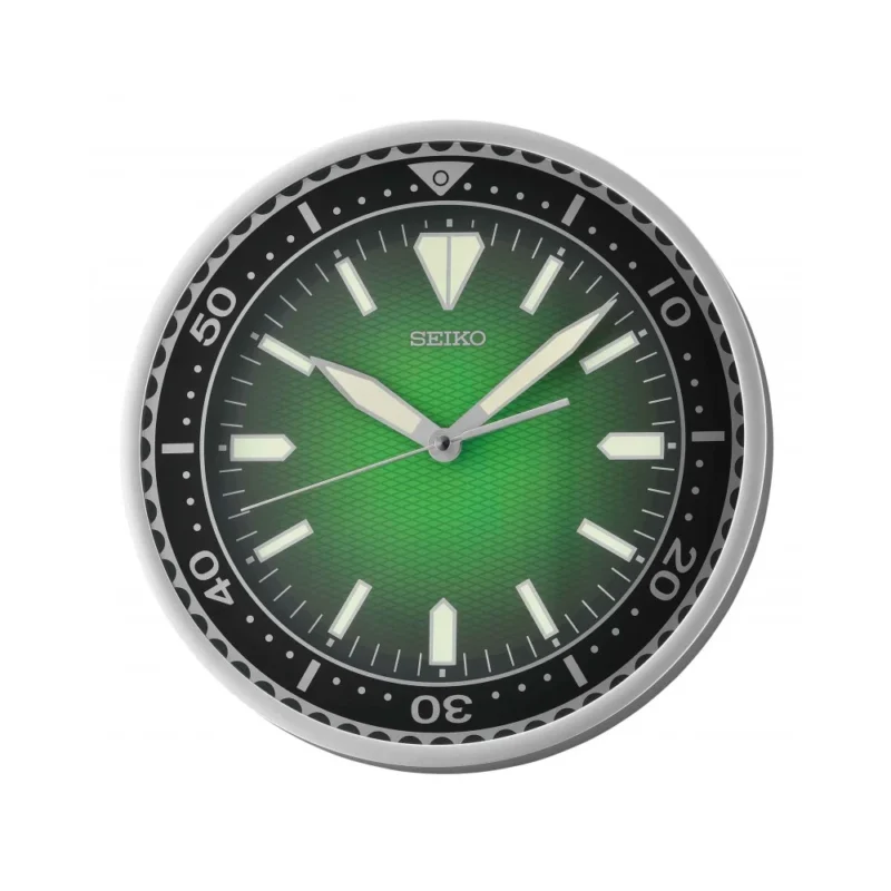 Horloge Murale Seiko Ronde Lunette Pepsi Cadran Vert QXA791S