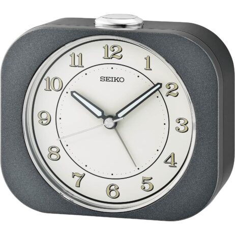 Réveil Seiko Noir Métallisé Cadran Blanc QHE195K