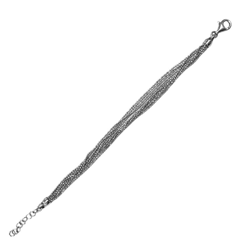 Bracelet Argent Rhodié 925/1000 Multi Chaines Boules