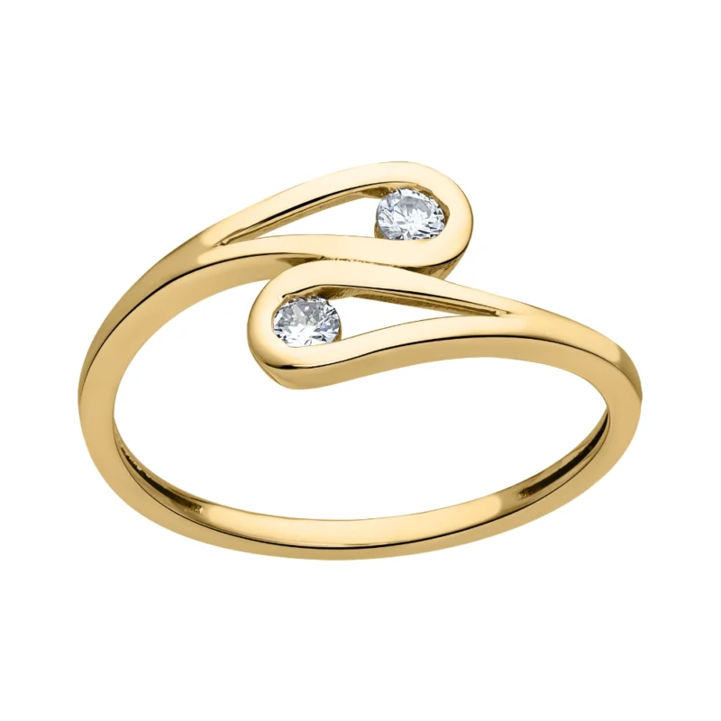 Bague Or Jaune 750/1000 Toi & Moi Deux Diamants