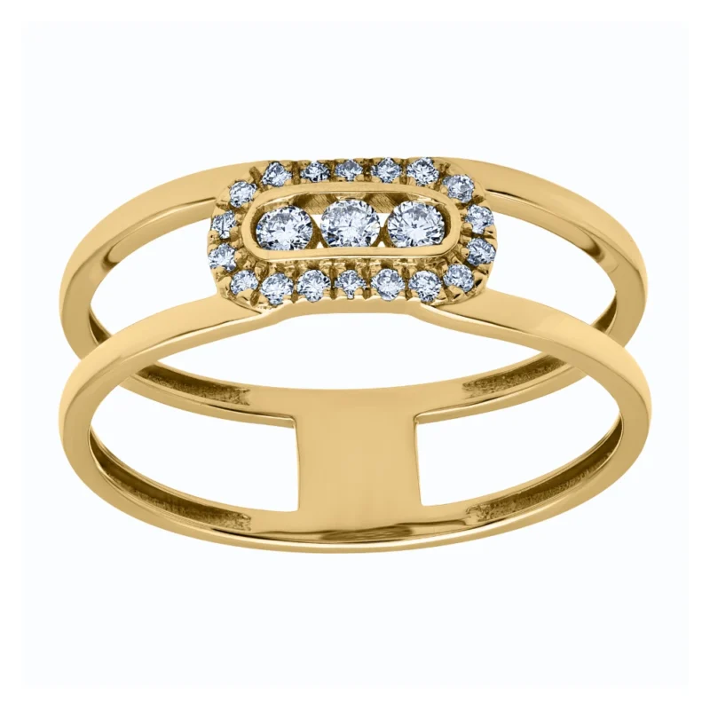 Bague Or Jaune 750/1000 Motif Diamants