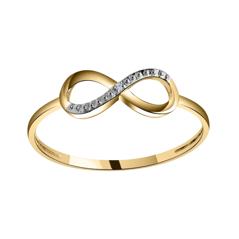 Bague Or Bicolore 750/1000 Signe Infini avec Un Diamant