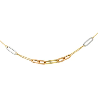 Collier Or Jaune 750/1000 Trois Ors Motifs Ovales Plats