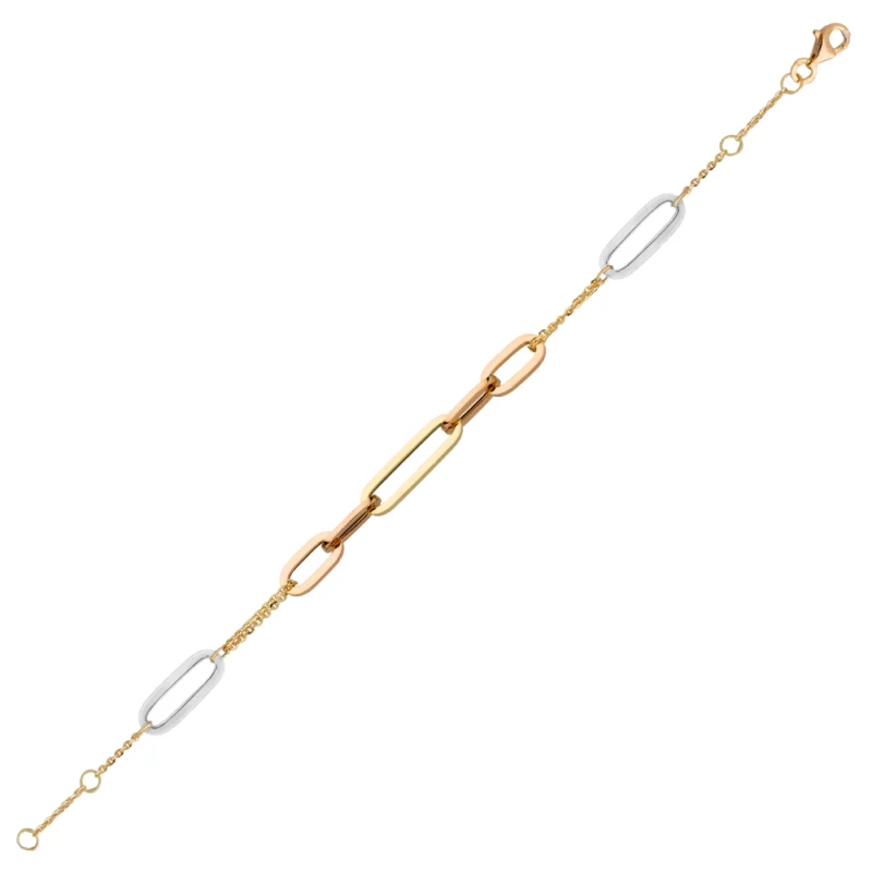 Bracelet Or Jaune 750/1000 Trois Ors Motifs Ovales Plats – Image 2