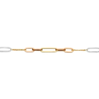 Bracelet Or Jaune 750/1000 Trois Ors Motifs Ovales Plats