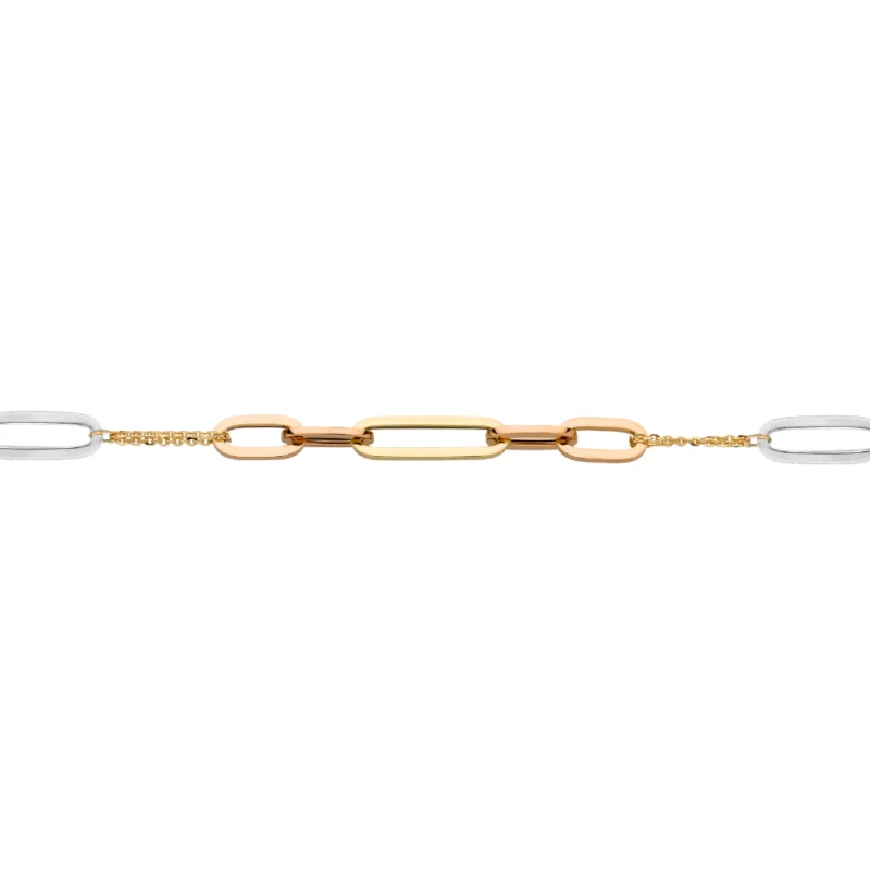 Bracelet Or Jaune 750/1000 Trois Ors Motifs Ovales Plats