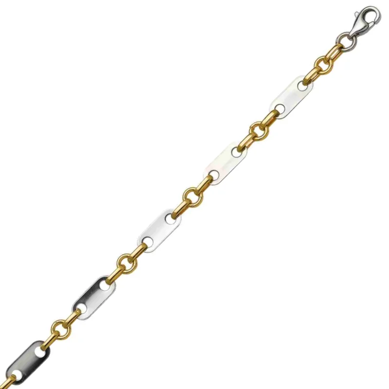 Bracelet Homme Acier et Or Jaune 750/1000 Maille Fantaisie – Image 2