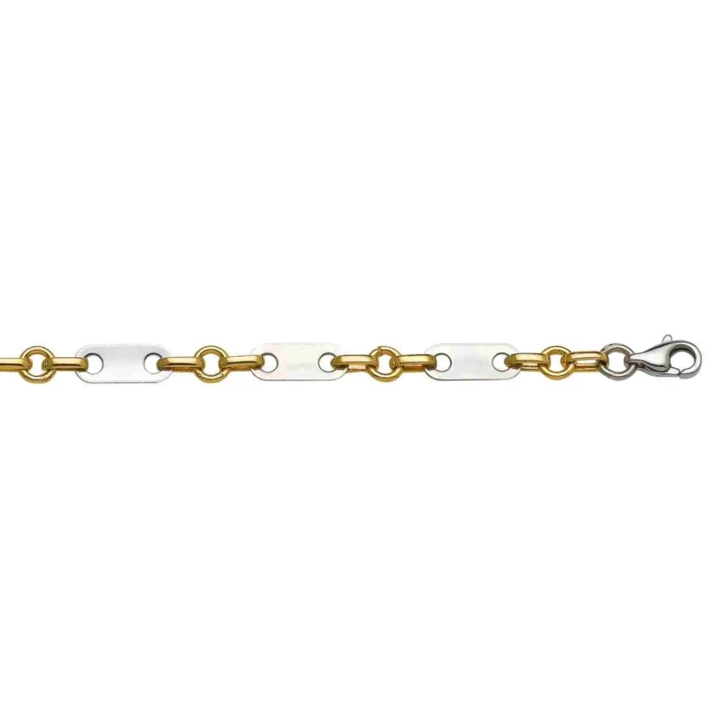 Bracelet Homme Acier et Or Jaune 750/1000 Maille Fantaisie