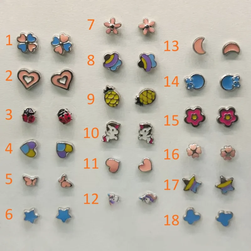 Boucles d'oreilles Enfants Argent Rhodié 925/1000 Système Sécurité à Vis