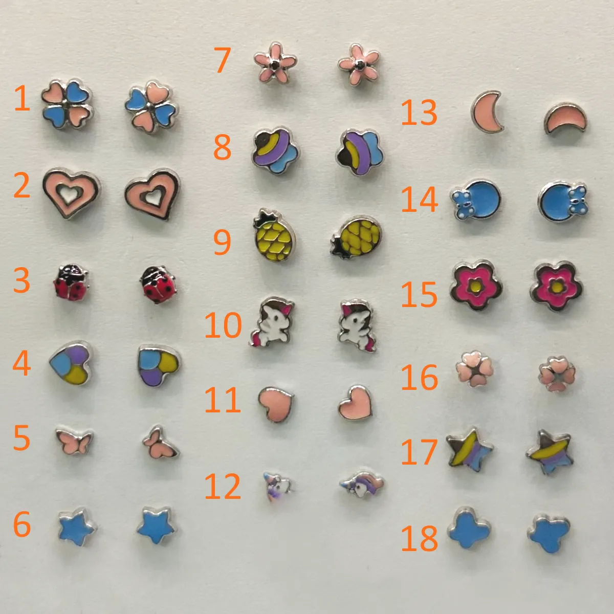 Boucles d'oreilles Enfants Argent Rhodié 925/1000 Système Sécurité à Vis