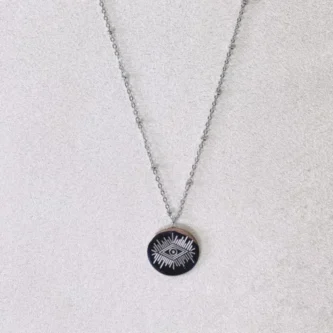 Collier Fashion Steel Acier Silver Motif Oeil
