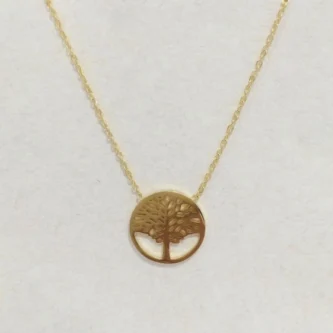 Collier Fashion Steel Acier Doré Arbre de Vie