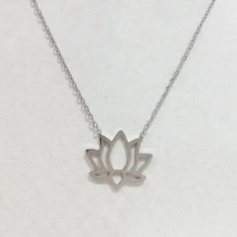 Collier Fashion Steel Acier Silver Fleur de Lotus