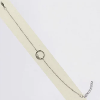 Bracelet Fashion Steel Acier Silver Rond 10mm avec Trois Strass Blancs