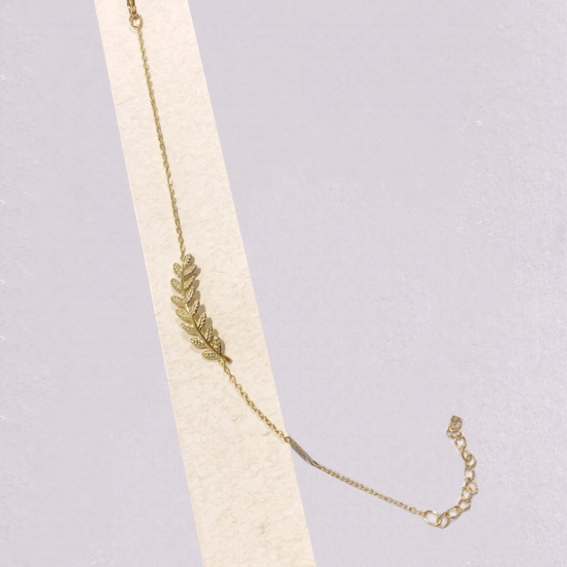 Bracelet Fashion Steel Acier Doré Motif Feuilles