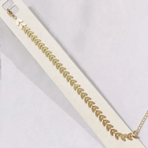 Bracelet Fashion Steel Acier Doré Feuilles