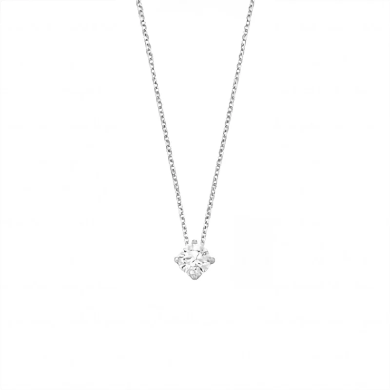 Collier Or Blanc 750/1000 avec Oxyde Rond 3.75mm Serti 4 Griffes