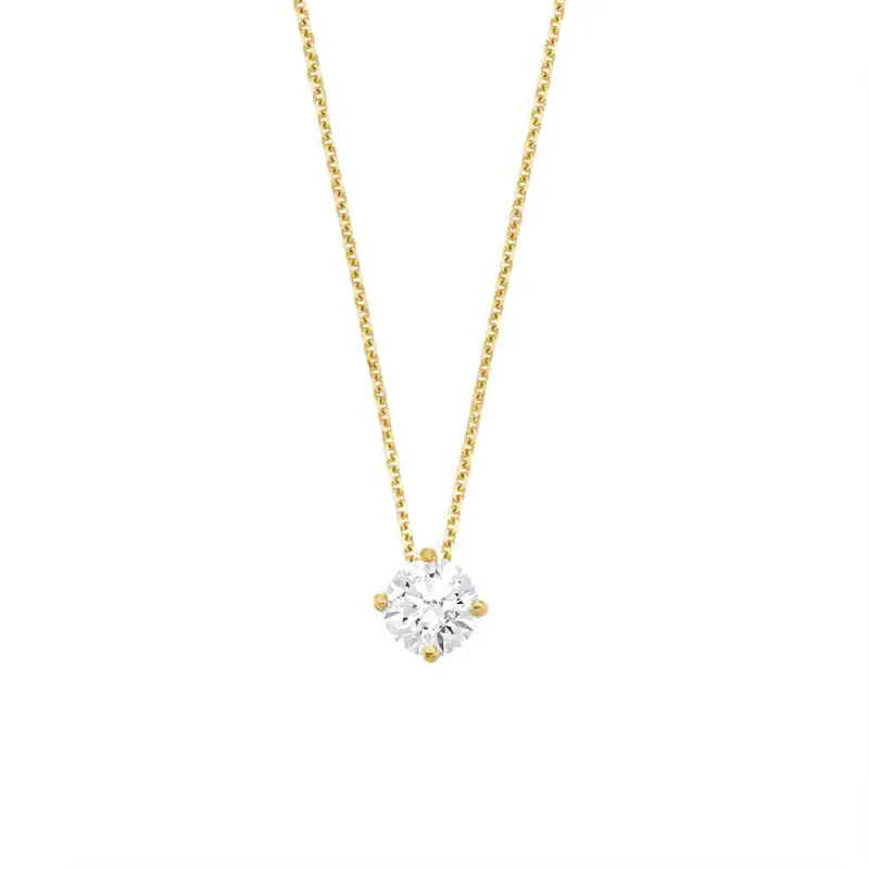 Collier Or Jaune 750/1000 avec Oxyde Rond 4.75mm Serti 4 Griffes