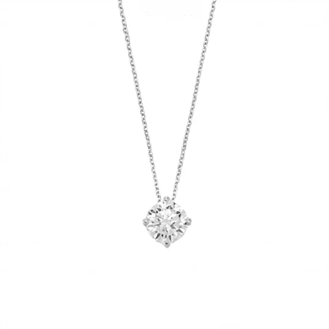 Collier Or Blanc 750/1000 avec Oxyde Rond 5.75mm Serti 4 Griffes